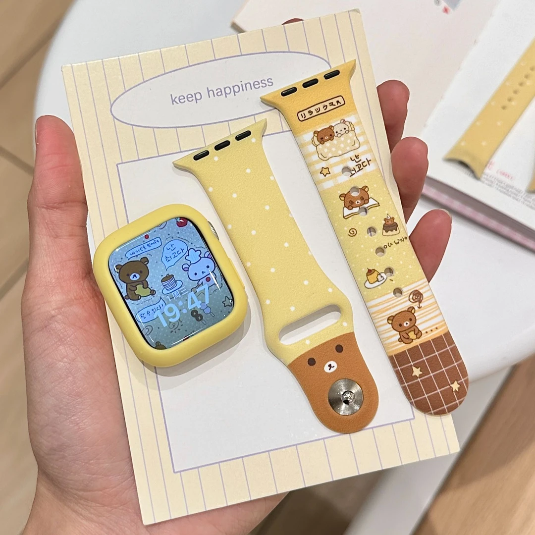 甜点轻松熊适用iwatch12/11可爱S10se3高颜值卡通萌苹果手表表带