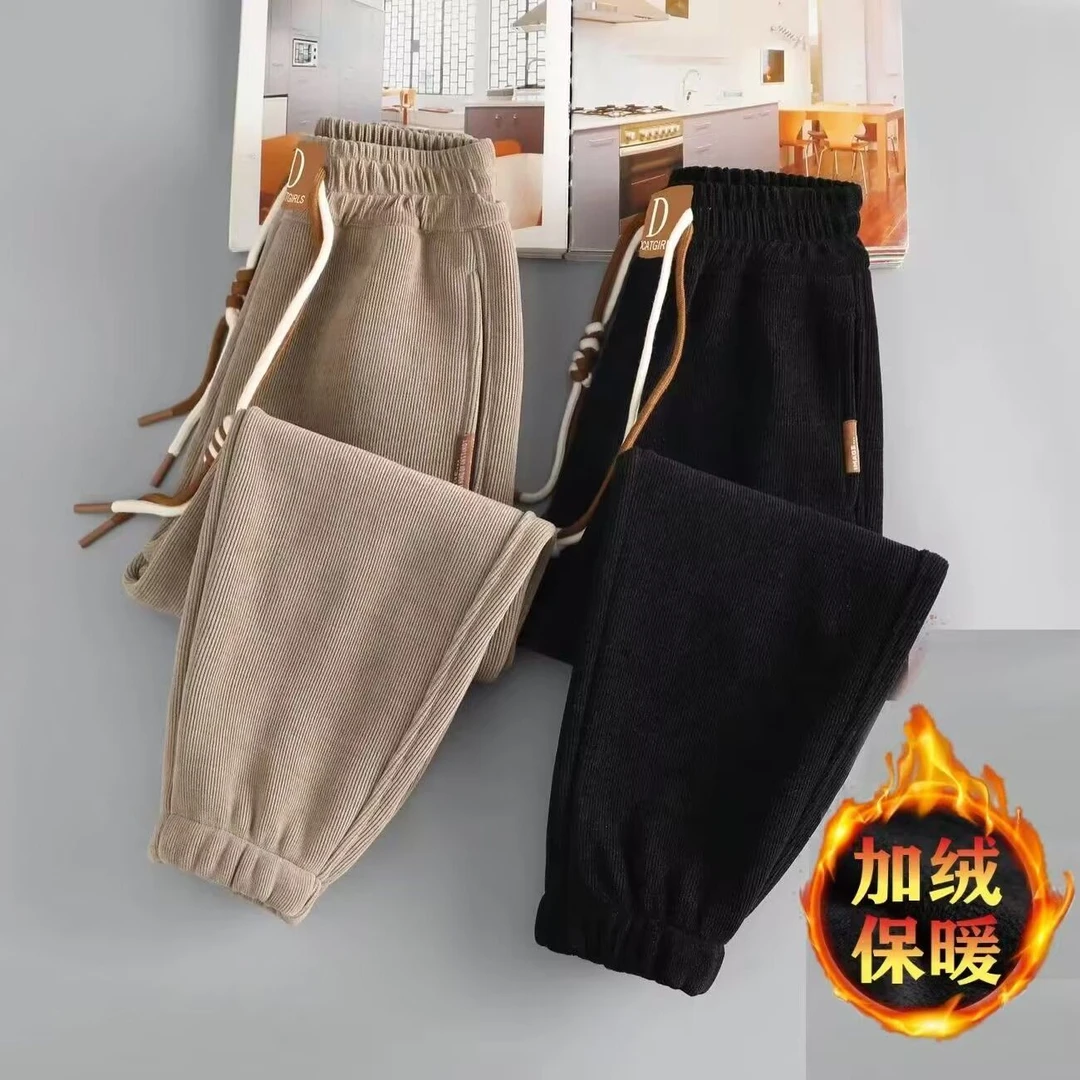 2025裤子新款女童春秋休闲运动裤运动中大童儿童灯芯绒长裤