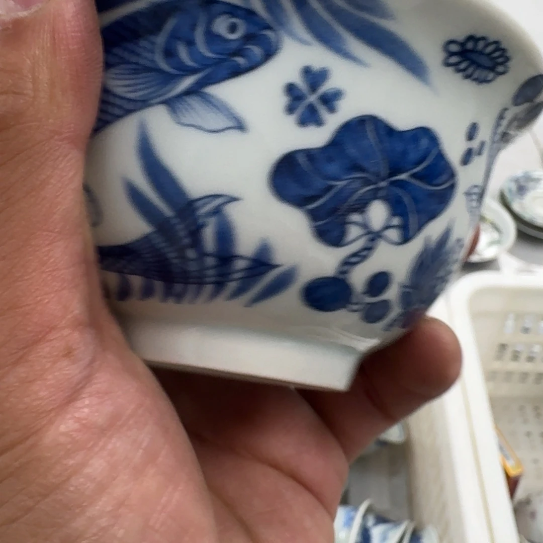 梦马主人景德镇青花鱼藻纹主人杯