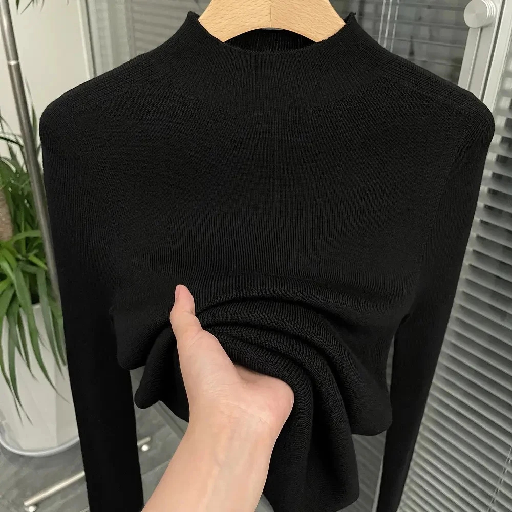 正品撤柜一线成衣羊毛衫半高领针织衫修身长袖纯色打底衫上衣