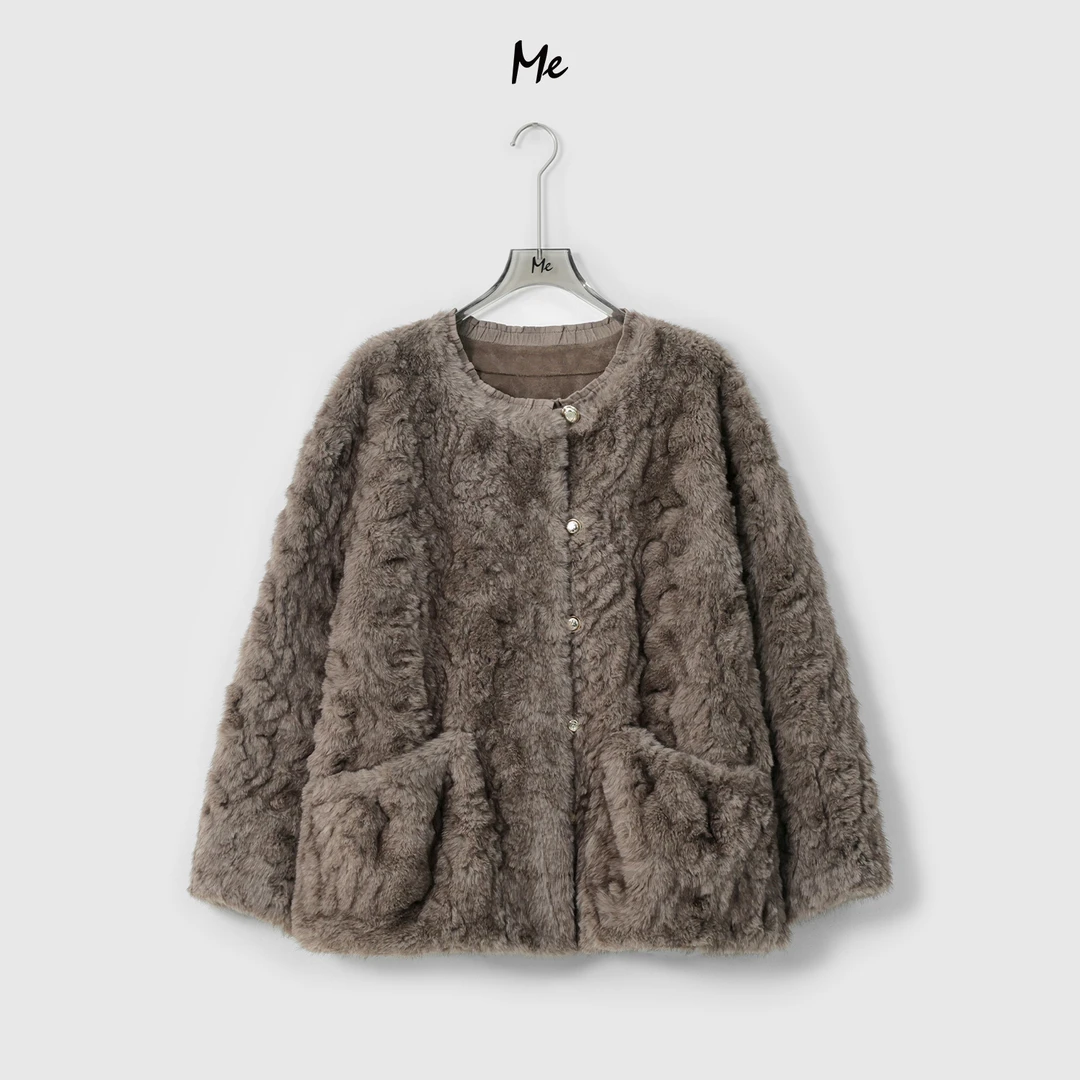 ME【顶美】TEDDY卷毛奢牌感锁温保暖时尚百搭毛毛外套MESA4935