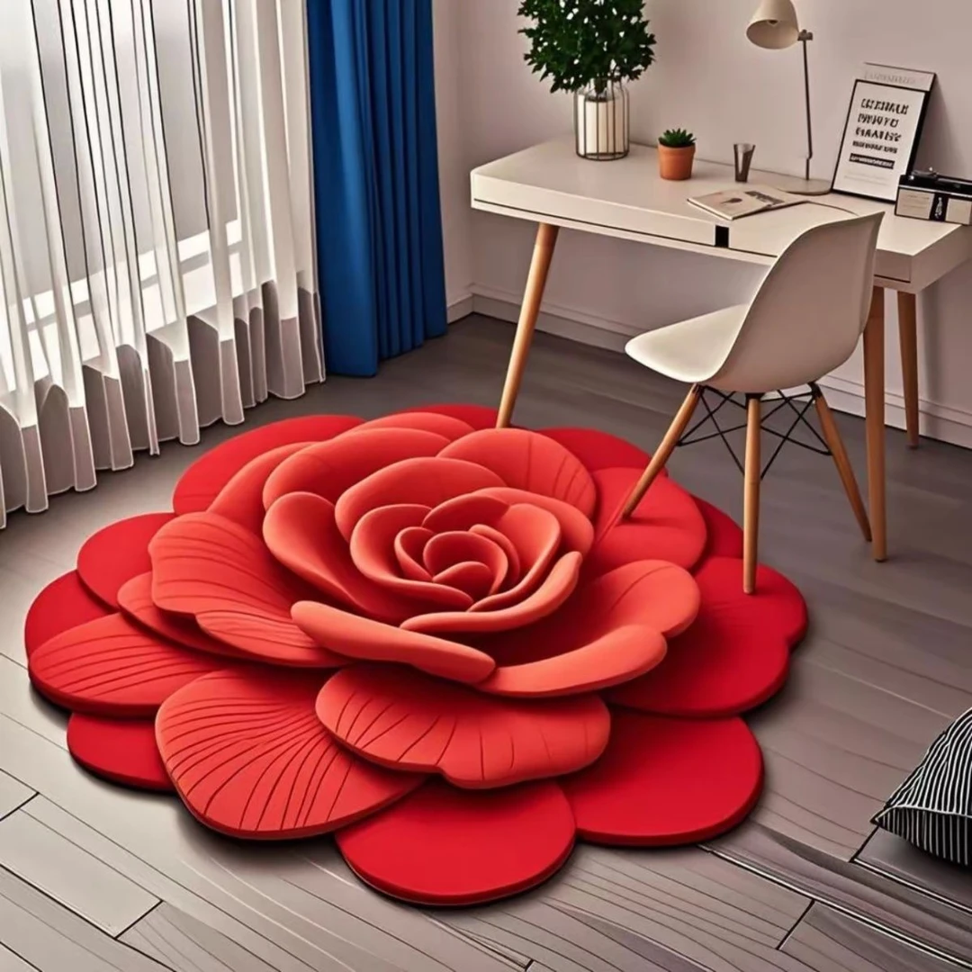 硅藻泥异形大花朵3d立体硅胶地垫3d立体地垫2025新款地毯花瓣