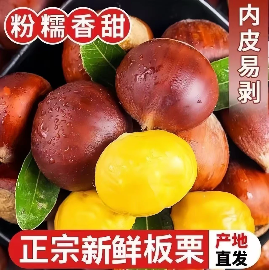 【买三送二】新鲜生板栗高黄度信阳板栗精品果子软糯面黄【带箱5斤】