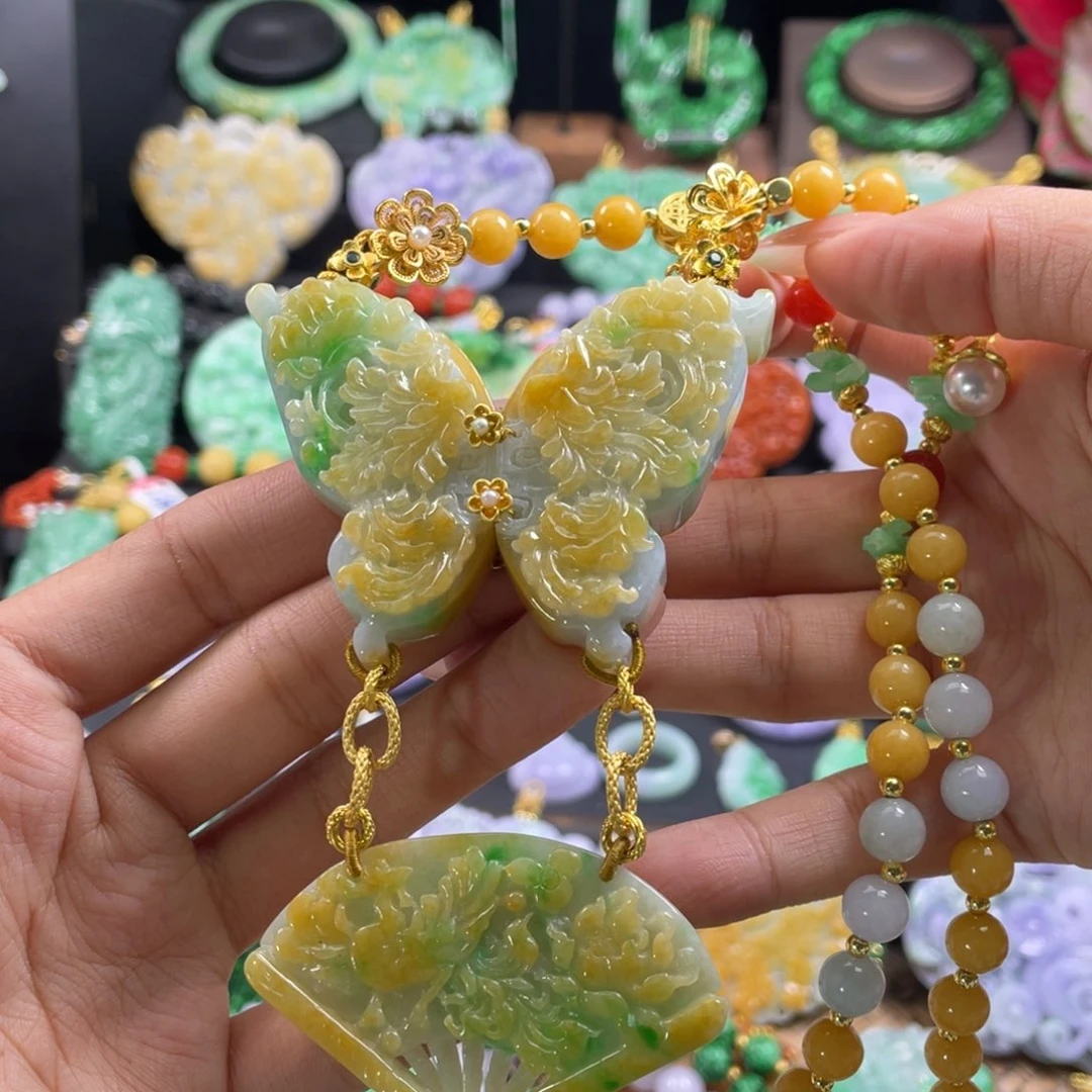 翡翠未镶嵌颈饰代编织