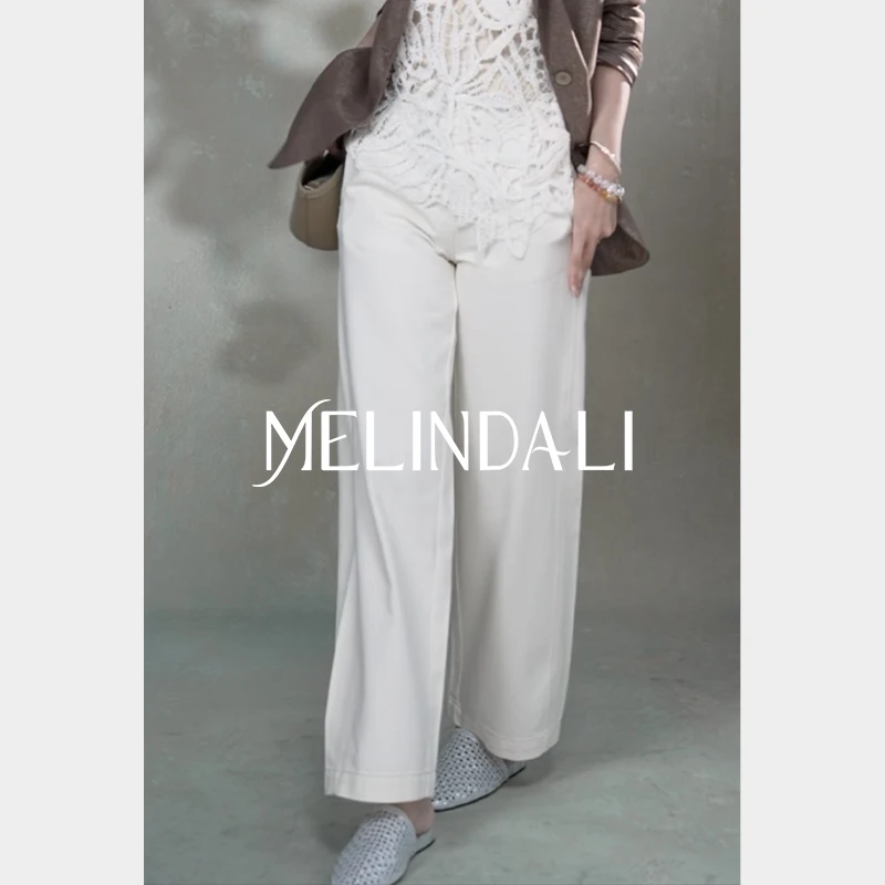 Melinda Li【香草牛仔】三菱三醋酸棉麻混纺分割线前移廓形牛仔裤