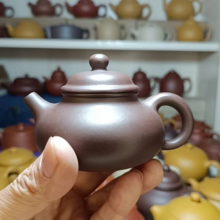 茶壶紫砂原矿紫泥容天内推160cc半手工