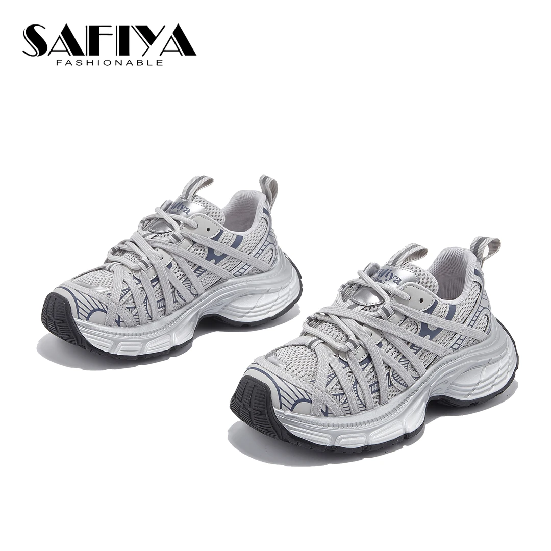 索菲娅Safiya2025春季新款舒适百搭复古增高老爹鞋女SFD1111A80