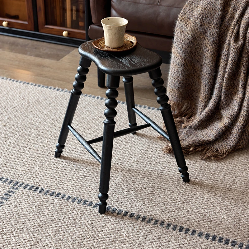 【直播间专属】法式复古实木小边几美式全实木置物架花生架餐椅