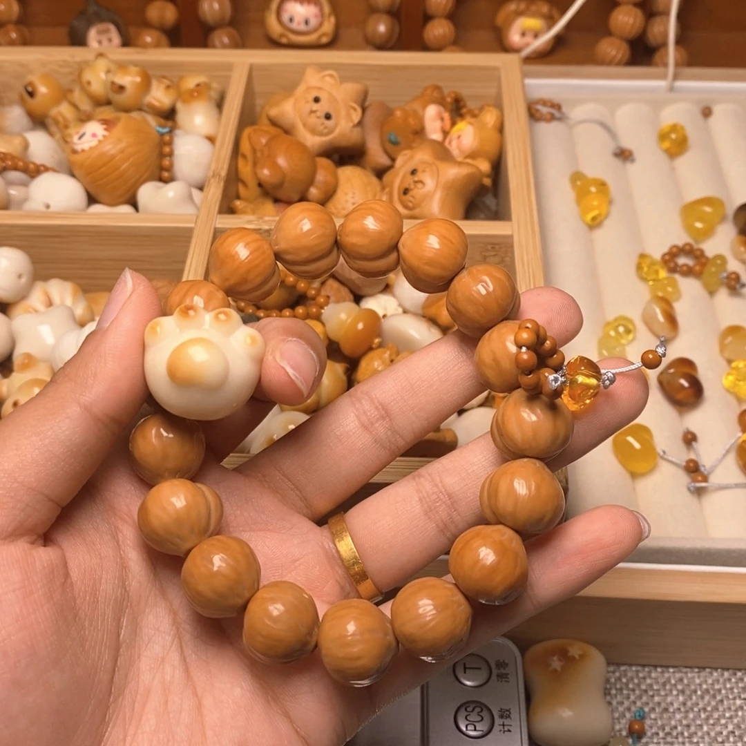 猴头核桃吊坠手串串猫爪串小花卡环