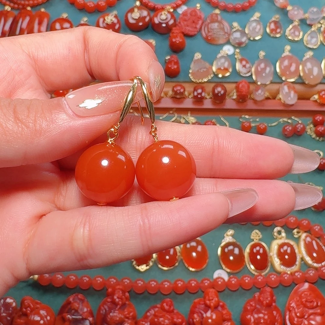 南红玛瑙银S925镶嵌15+