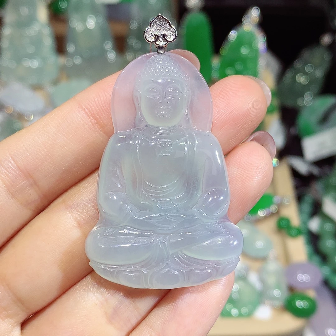 颈饰18K金镶嵌翡翠如来
