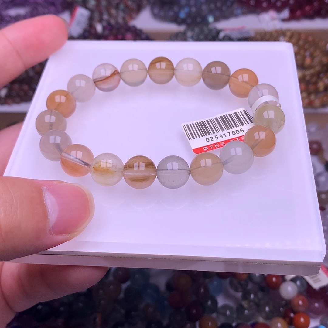 水晶手链未镶嵌10.5mm彩兔毛