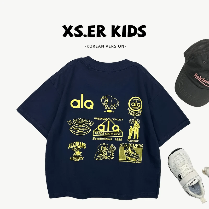 【小首尔】原版-现货-2025夏季儿童韩版宽松卡通印花短袖T恤HBB7212