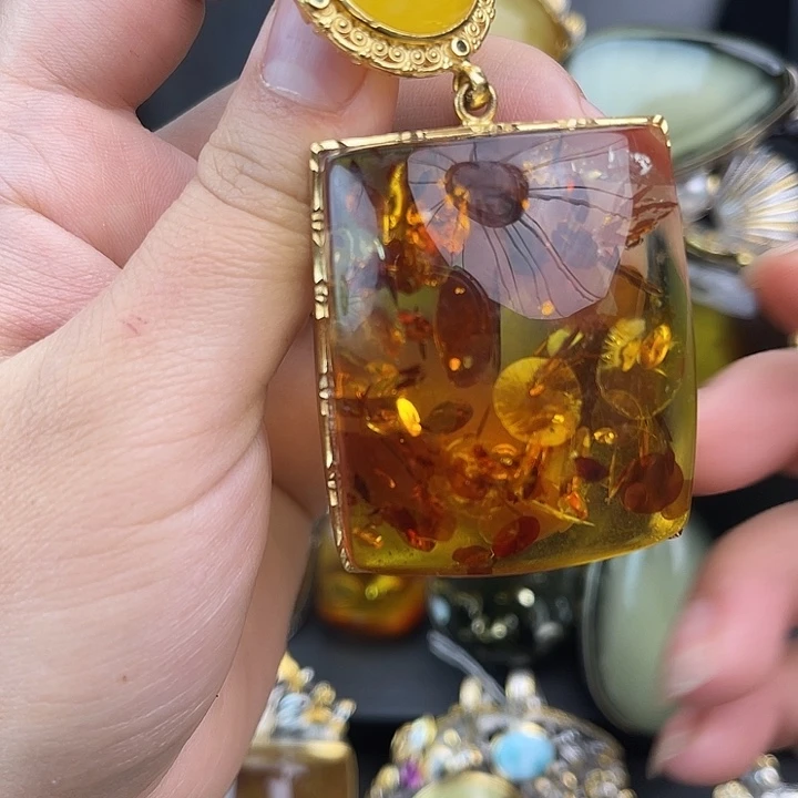 琥珀银S925镶嵌裸石