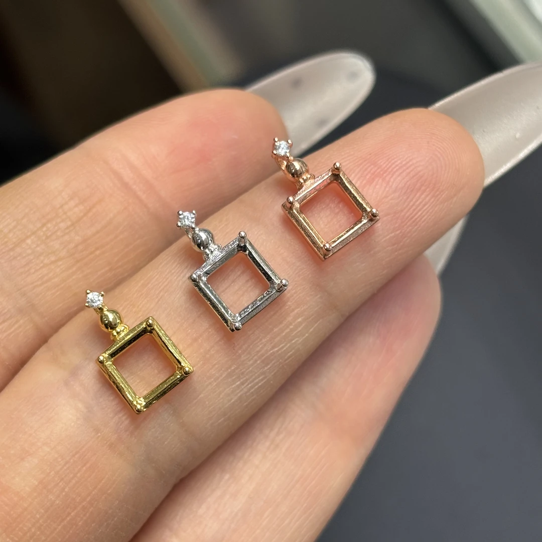 吊坠925银 925银镀金香水瓶吊坠空托6×6毫米女款时尚简约