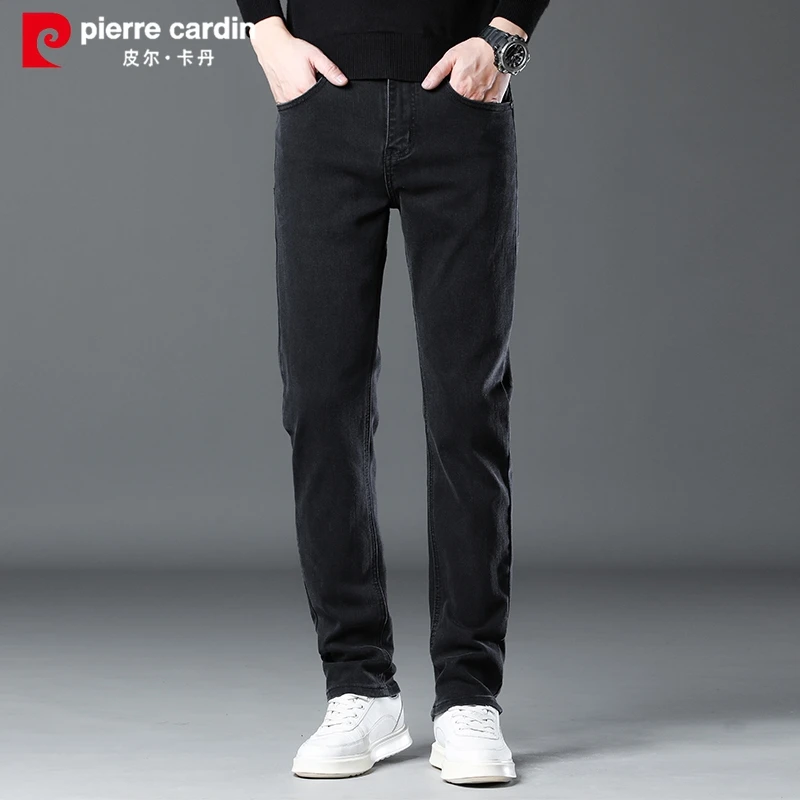 皮尔卡丹长裤潮流春秋直筒弹力商务薄款宽松百搭牛仔裤水洗男装