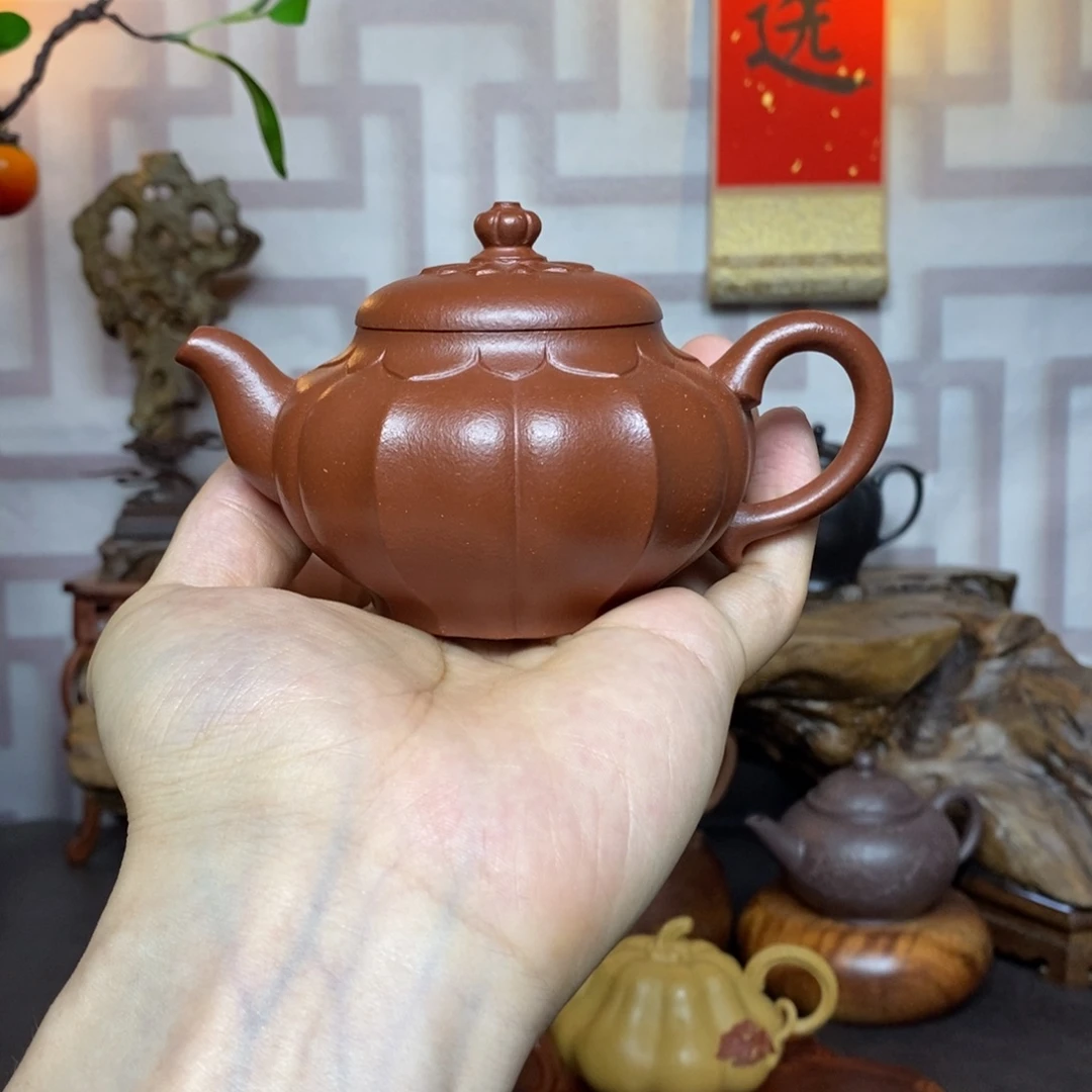 茶壶紫砂紫砂茶具降坡泥菱花