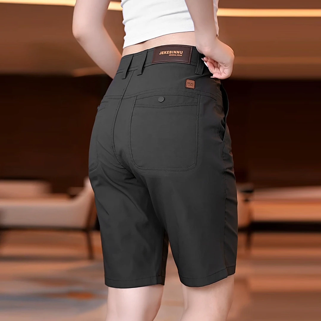 夏季冰丝薄款男士休闲短裤修身直筒2025新款弹力百搭五分中裤子男
