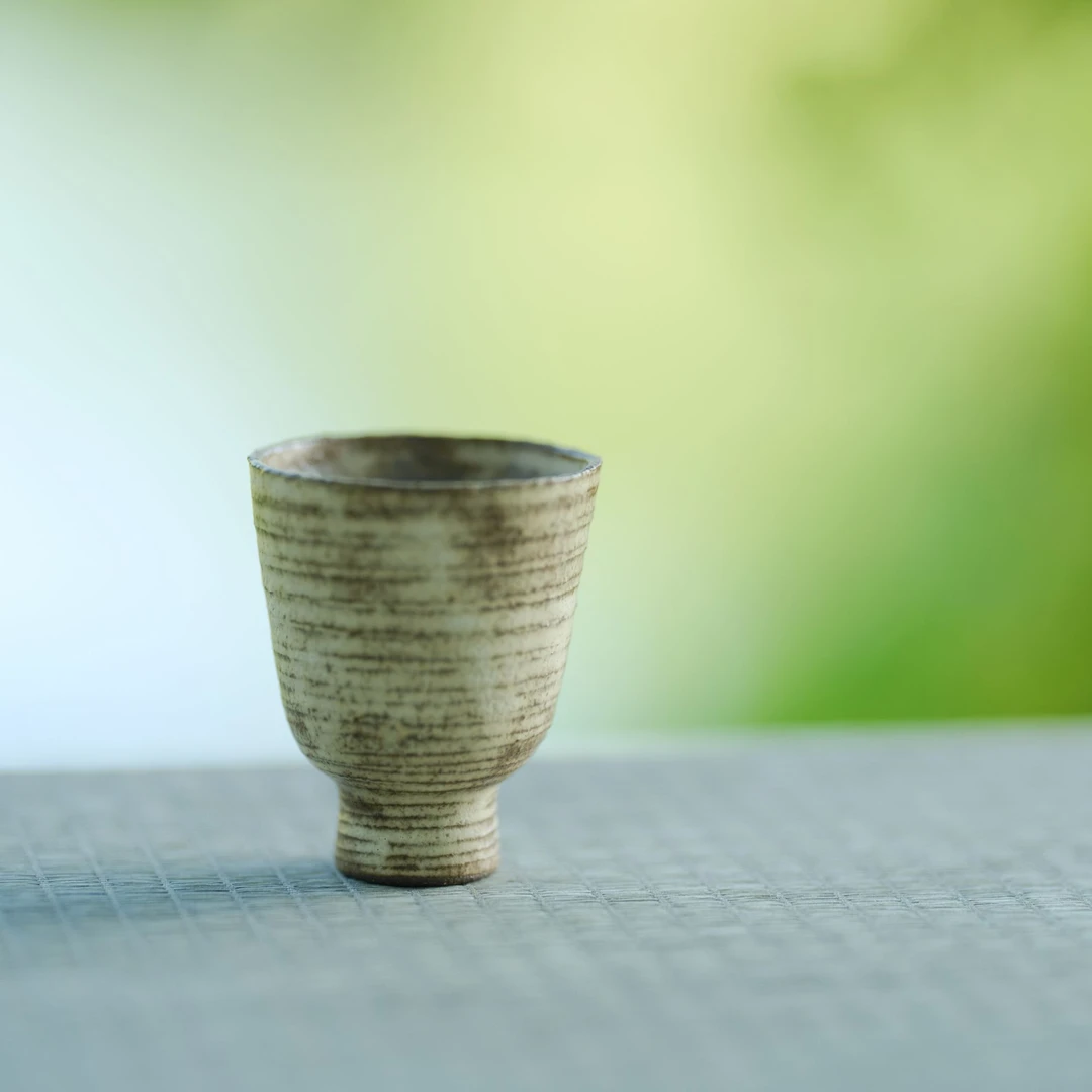 半闲记 景德镇年轮主人杯 手工柴烧色侘寂风粉引品茗杯