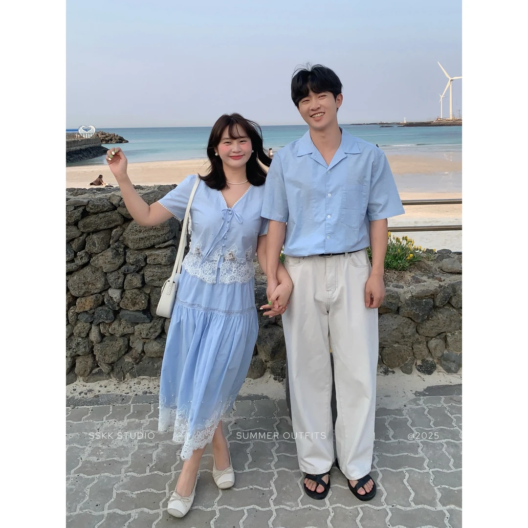 KMZY/KMZY山_山【都灵同款】微胖夏季气质繁花刺绣衬衫+长半裙套装