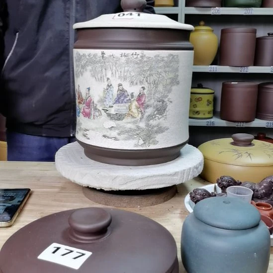 紫砂茶叶罐处理不退不换九饼茶叶罐竹林七贤041
