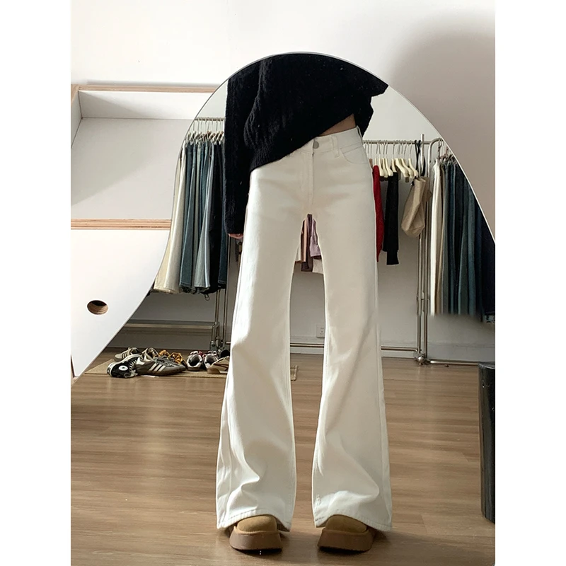 低腰不贴腿百搭喇叭裤拖地牛仔裤女美式辣妹高腰显瘦微喇阔腿裤子