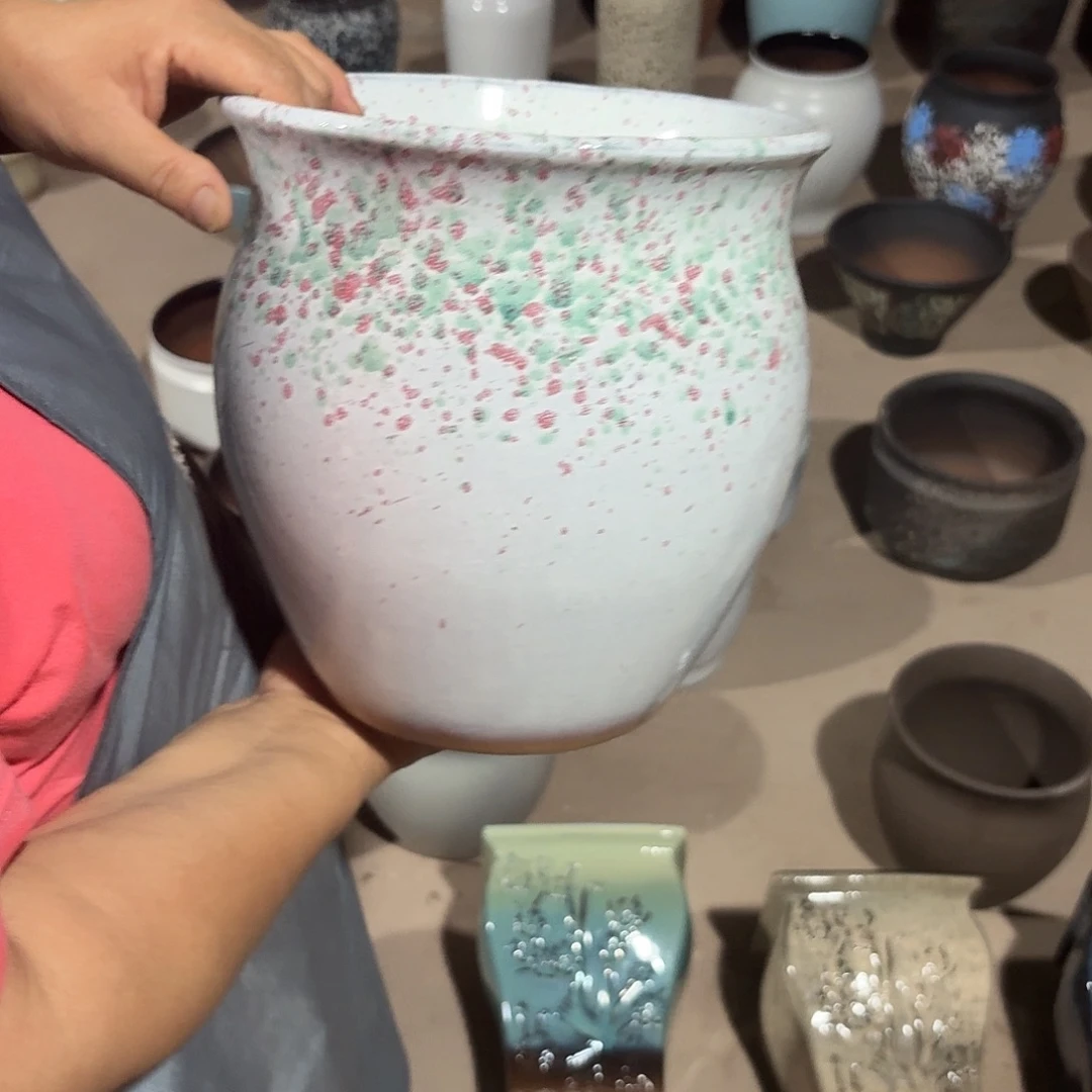 紫砂花盆口21高23