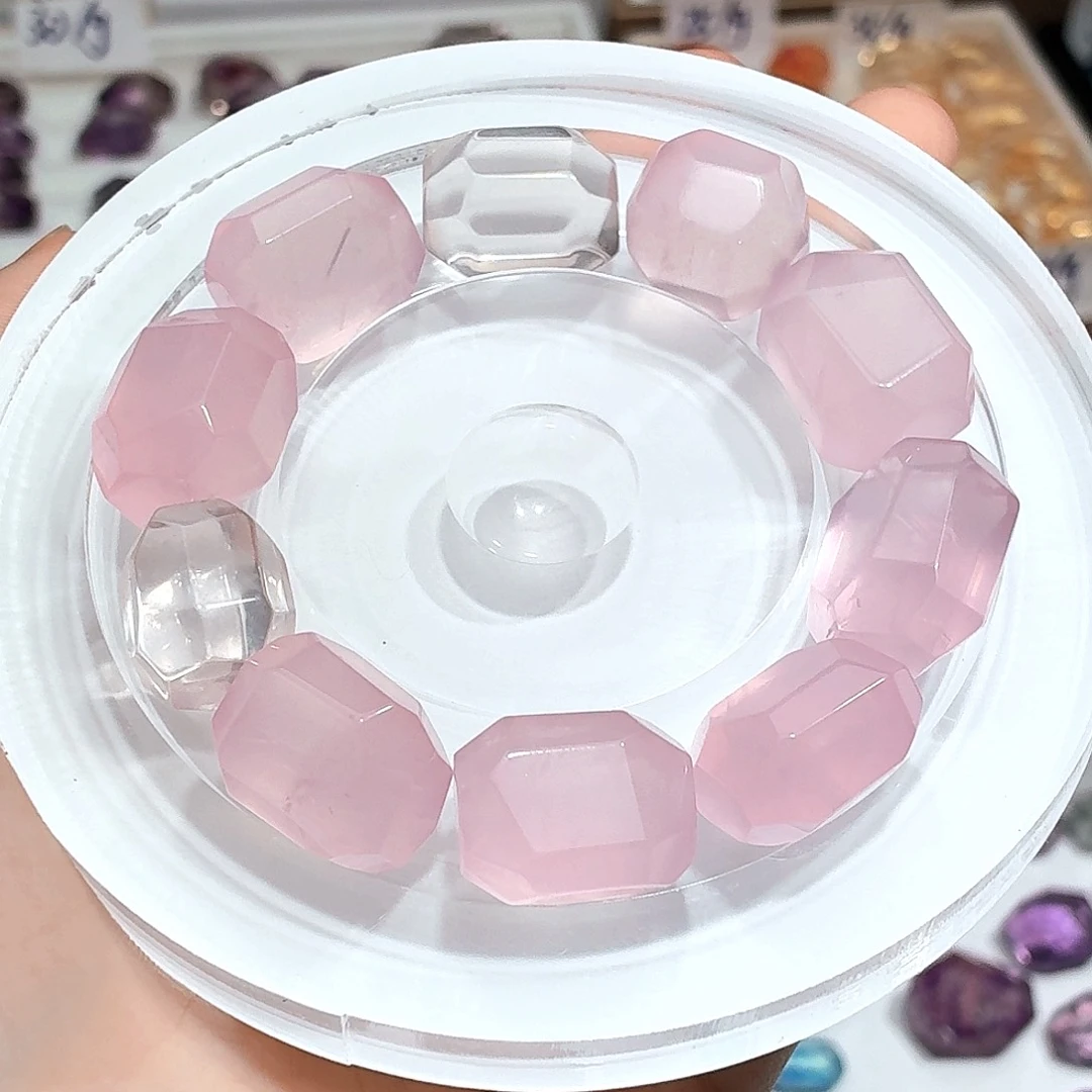 珠宝半成品未镶嵌水晶粉水手串可单出