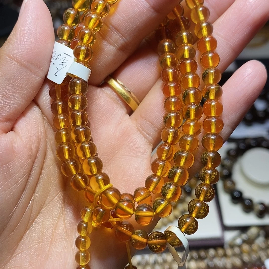 小***逃琥珀未镶嵌裸石水漏级6mm金珀