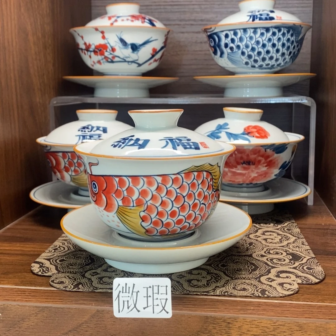 釉下彩老陶泥手工绘制