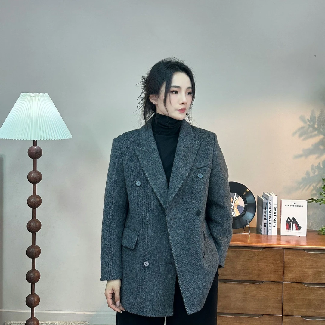 沫帕莎2025春季新款 双面羊毛大衣短款外套