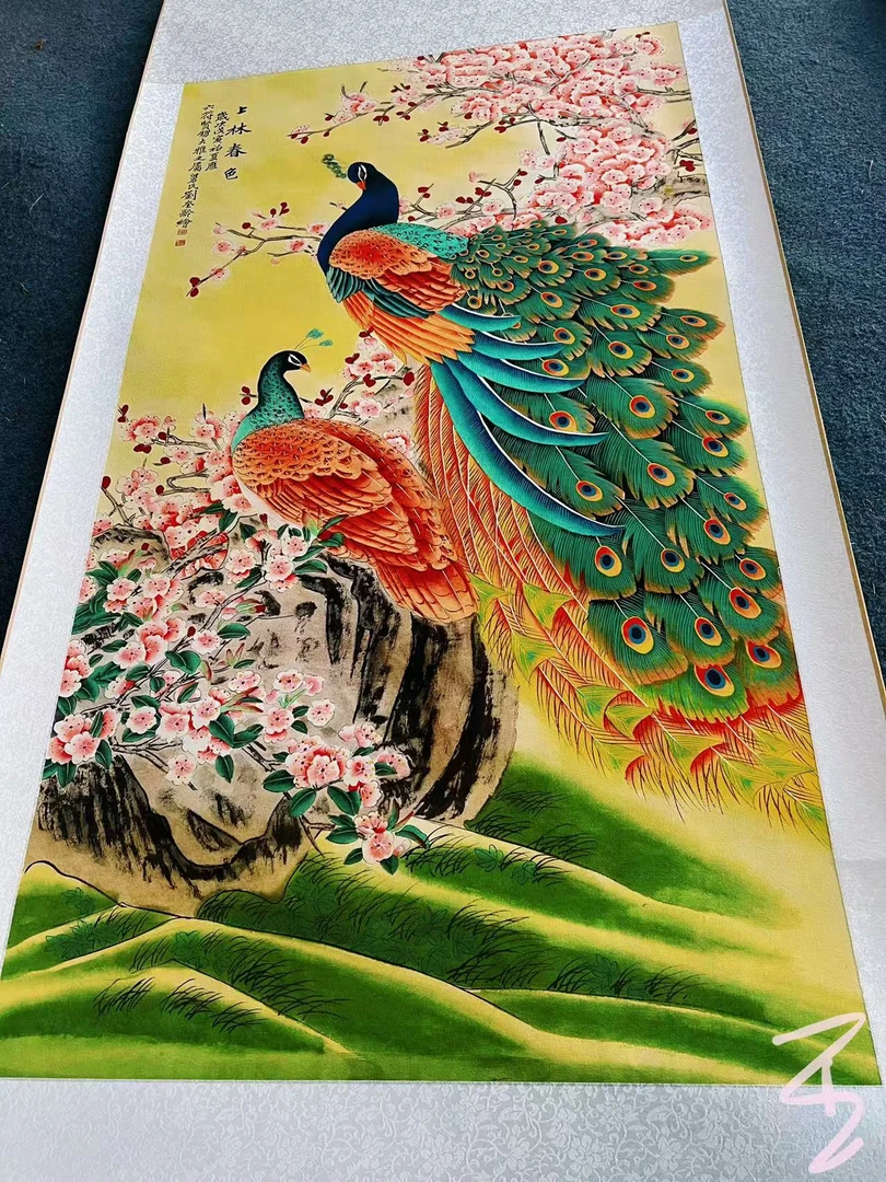 【精品复仿】竖轴《上林春色》艺术微喷复刻装裱玄关装饰画