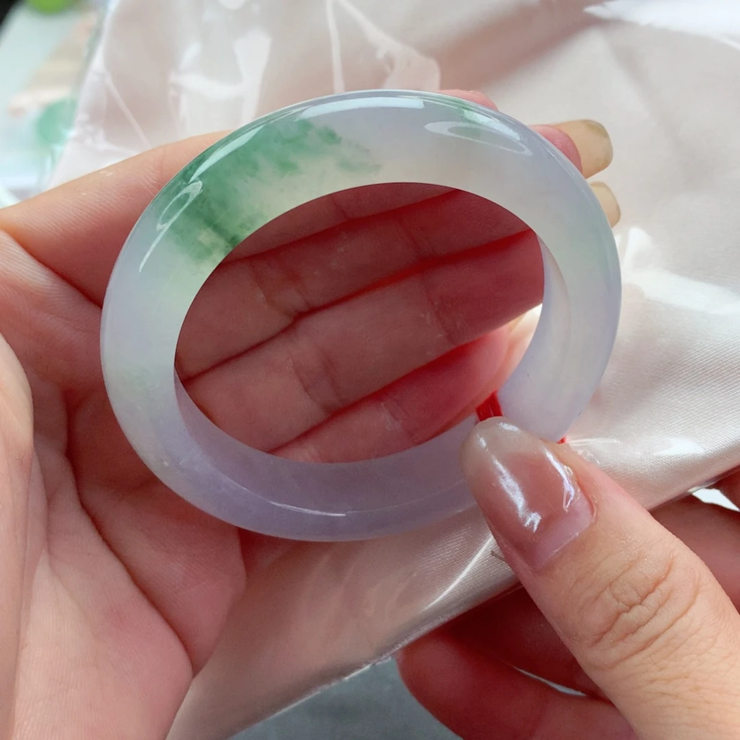 未镶嵌手镯翡翠51圈口冰透起光仙气飘飘冰春彩