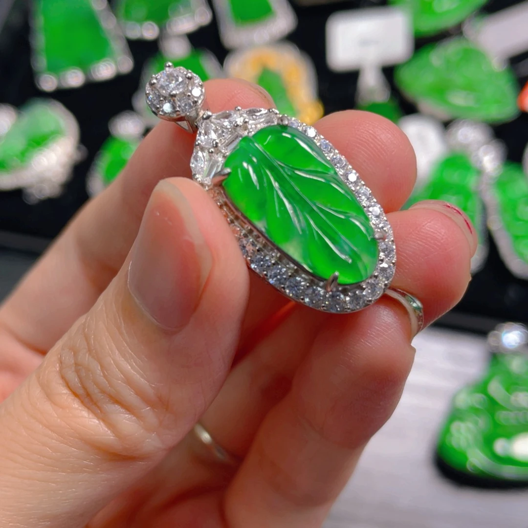 翡翠银S925镶嵌吊坠(不含链)