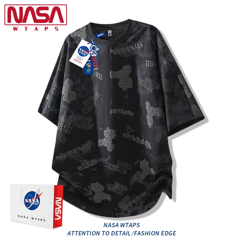 NASA WTAPS钢印短袖t恤男款夏季美式高级感潮流满印休闲圆领上衣