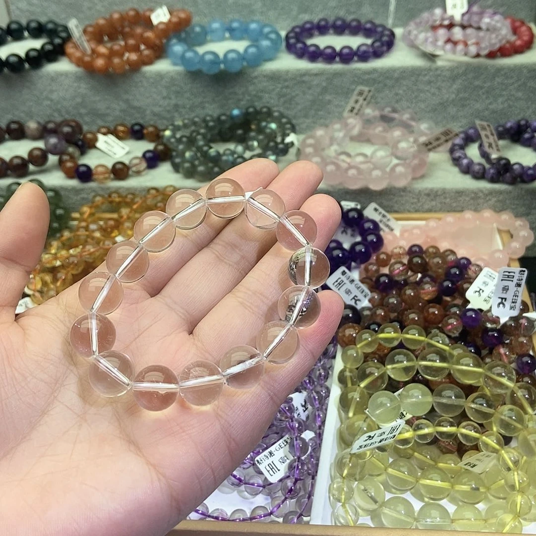 水晶手链未镶嵌AA白水晶13+