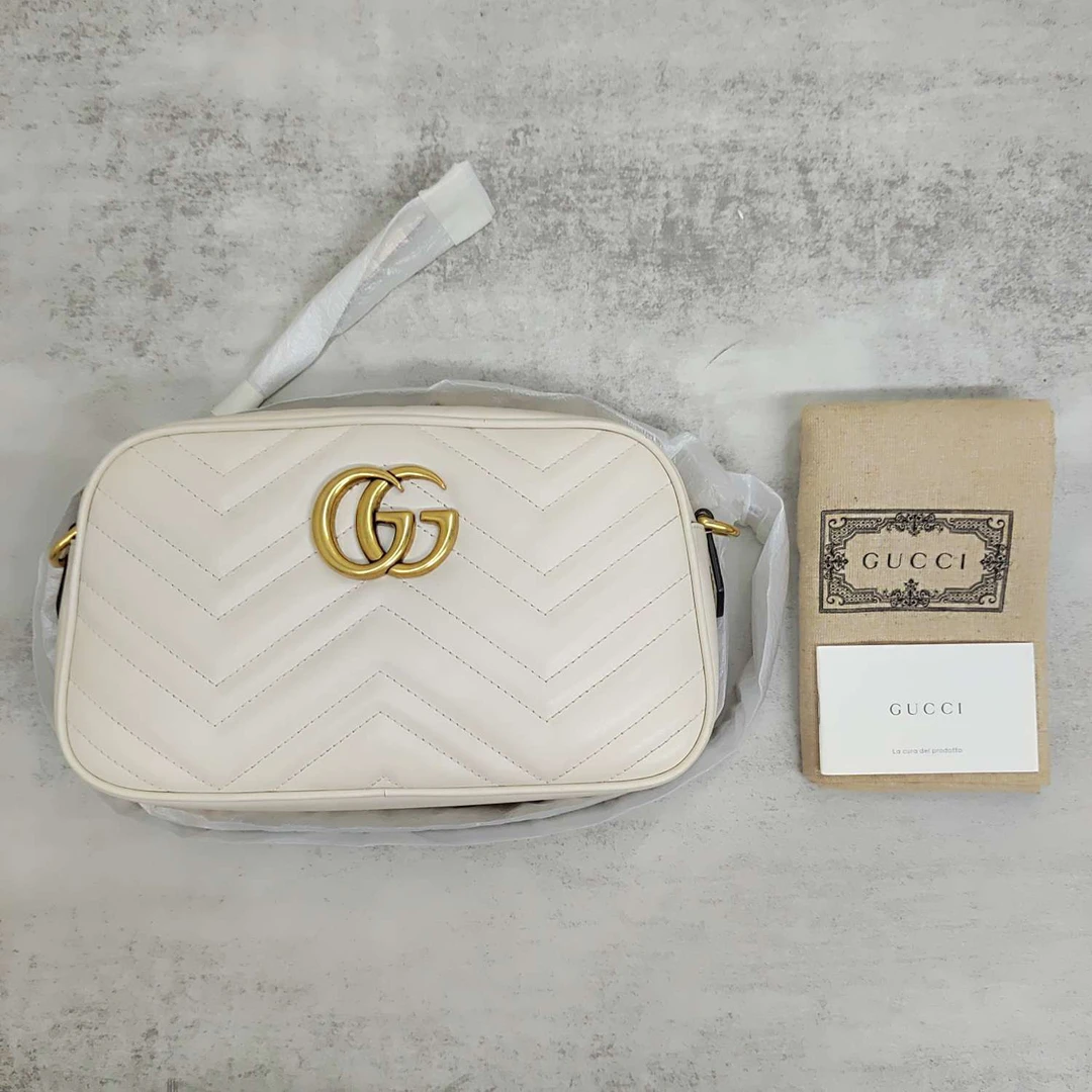 99新 GUCCI/古驰 经典白色马蒙相机包