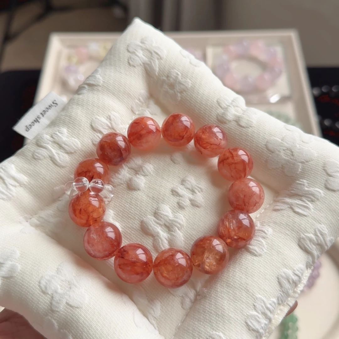 未镶嵌手链水晶红胶花15.5mm