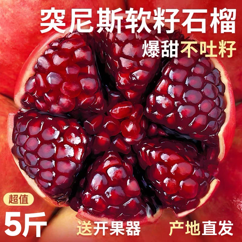 【整箱5斤】突尼斯软籽石榴新鲜水果当季四川会理包邮无籽石榴