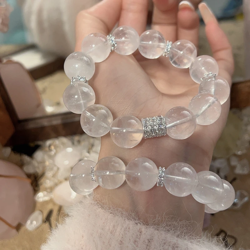 【祝福】14m白水晶有点幽灵体手串原创天然水晶 Y119