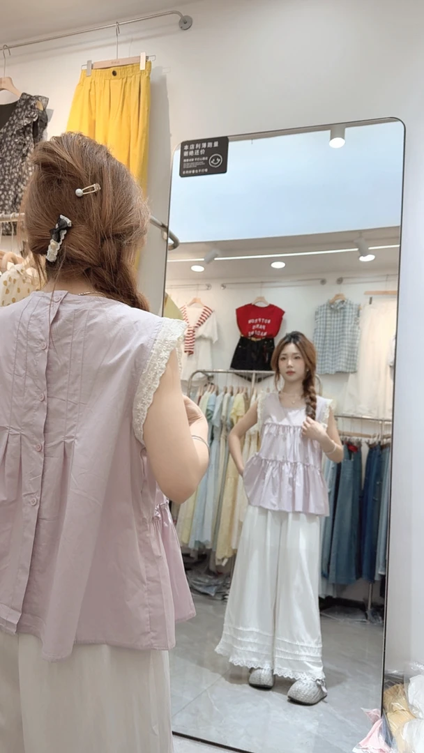 夏季新款【后背扣】宽松显瘦百搭无袖娃娃衫女韩系减龄圆领设计