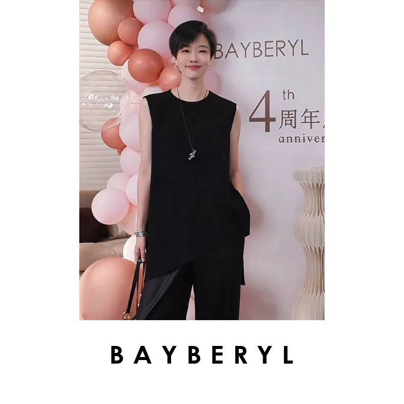BAYBERYL老贝不规则三醋简约通勤宽松圆领马甲NCY5C3102-5/3