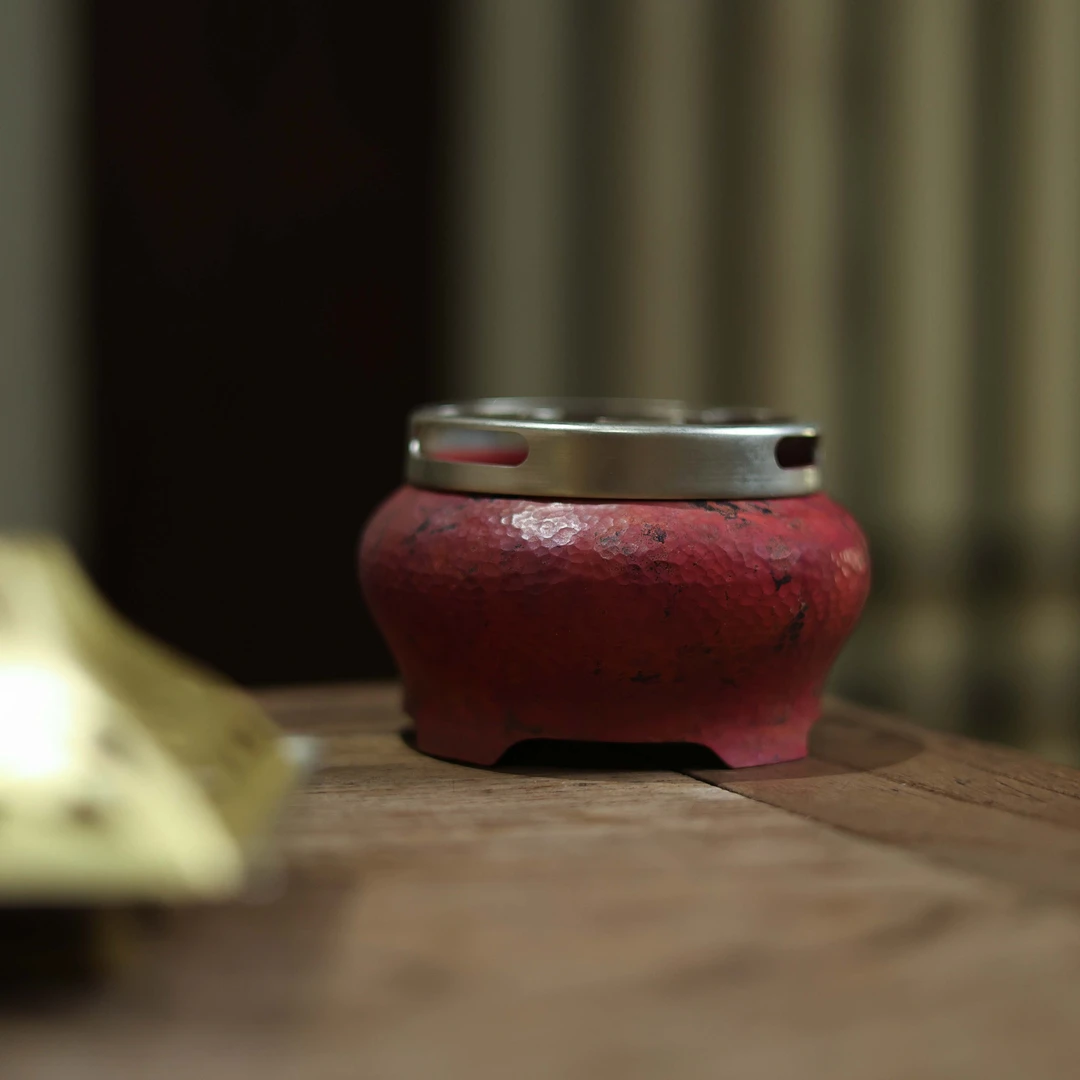 【宽窄】圆形罐罐蜡烛温茶炉(锤纹)（春喜铜0286）