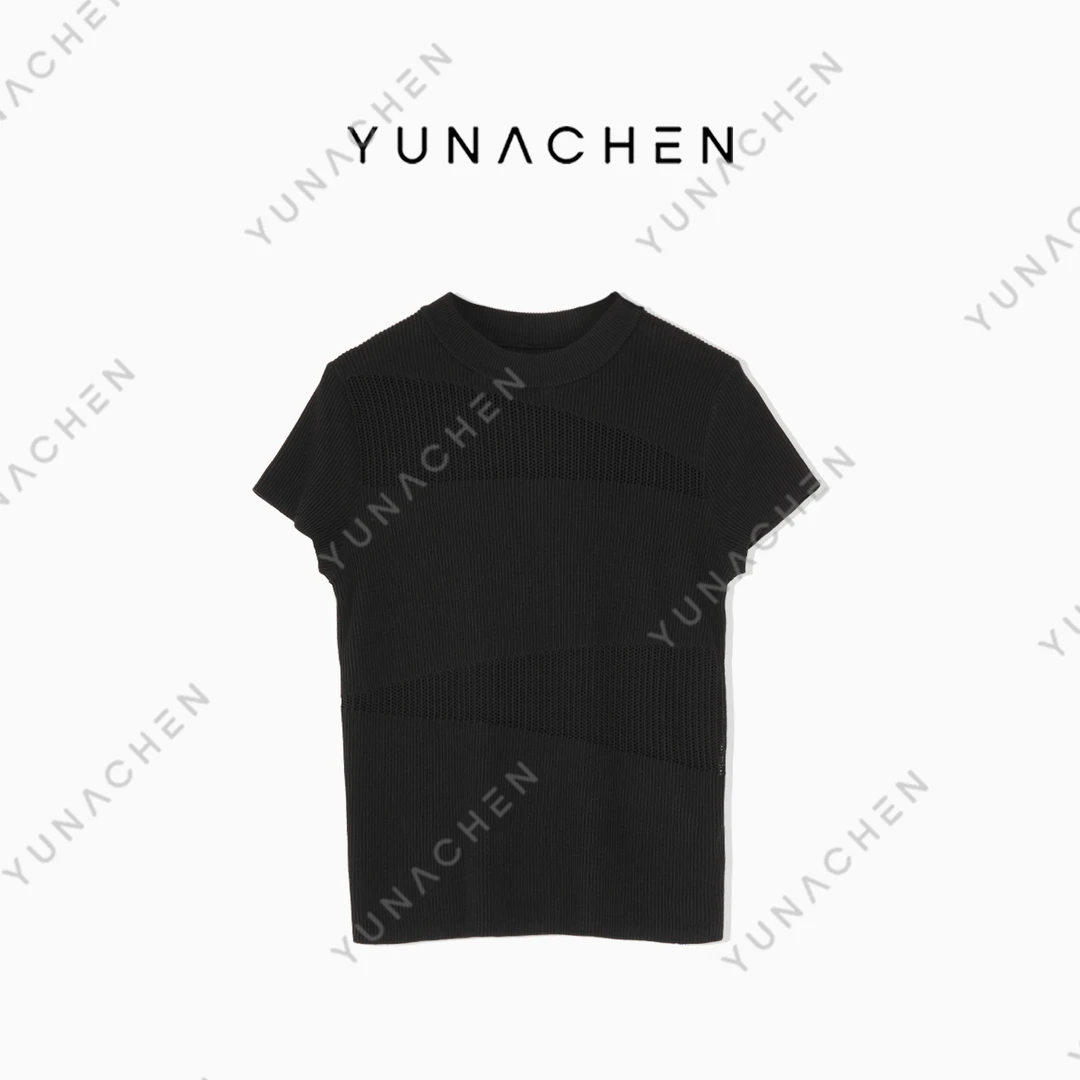 【如棠】C16时尚轻奢气质百搭休闲镂空短袖上衣440-73697-1