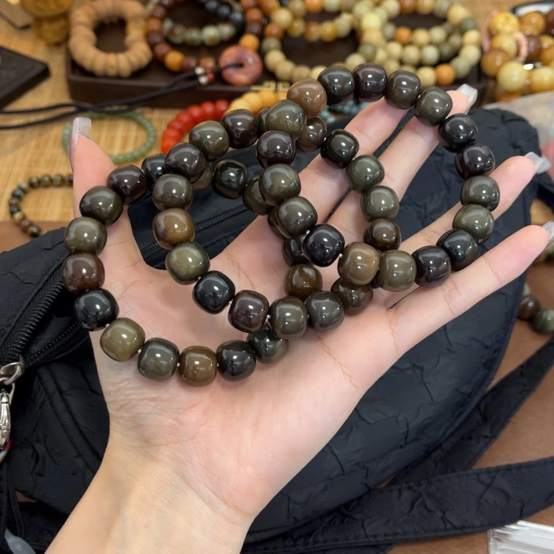 白玉菩提手串冰吸椰椰13.5桶珠微瑕随机