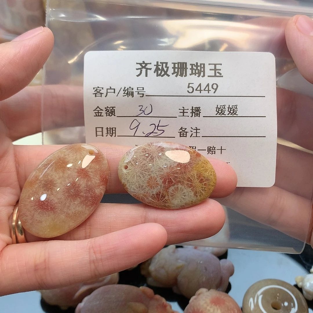 颈饰未镶嵌硅化珊瑚（珊瑚玉）兔*朵