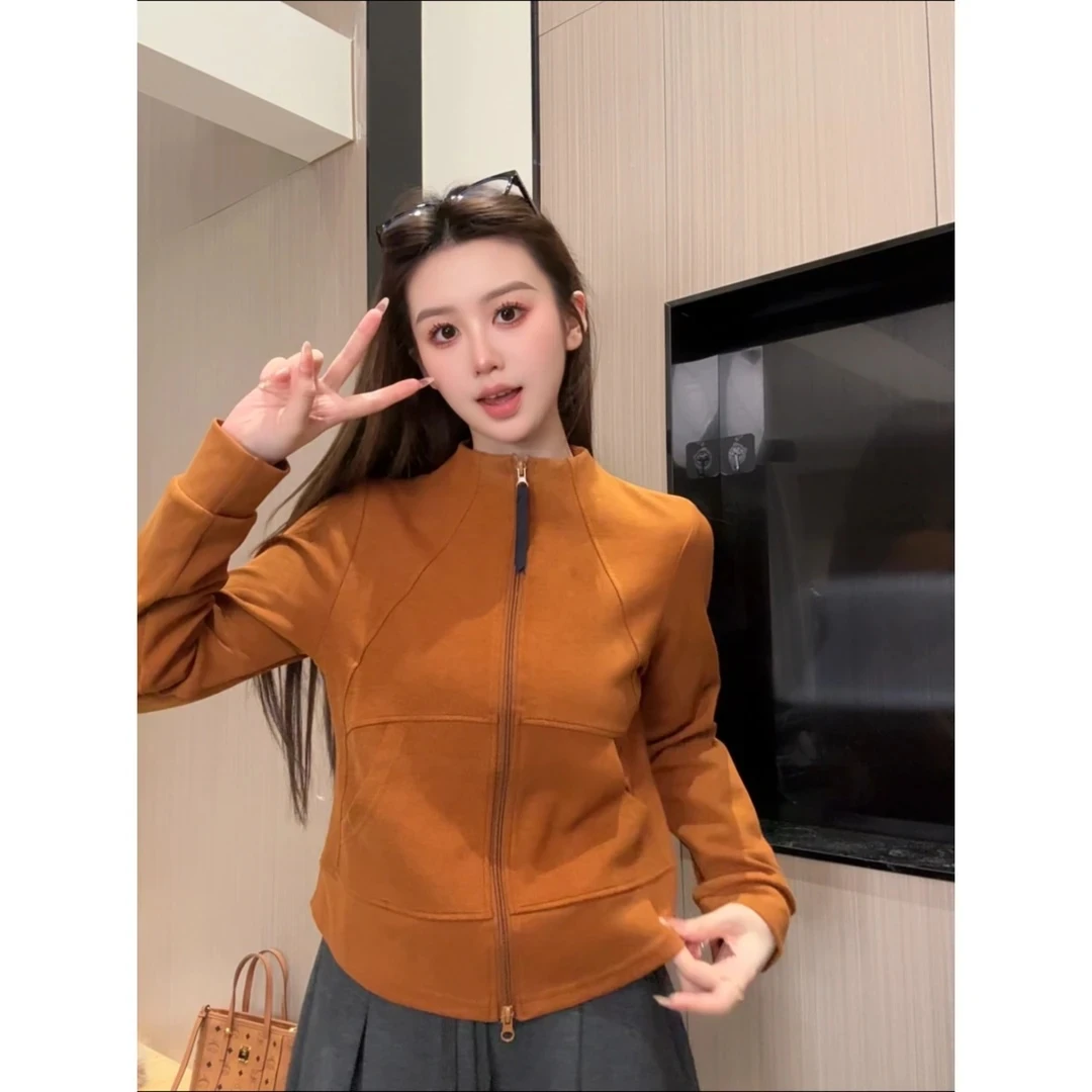 2025秋季时尚修身显瘦小个子设计感拼接上衣开衫长袖保暖外套女潮