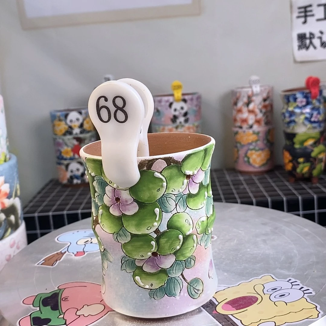 桃***姐紫砂花盆红陶手绘花盆