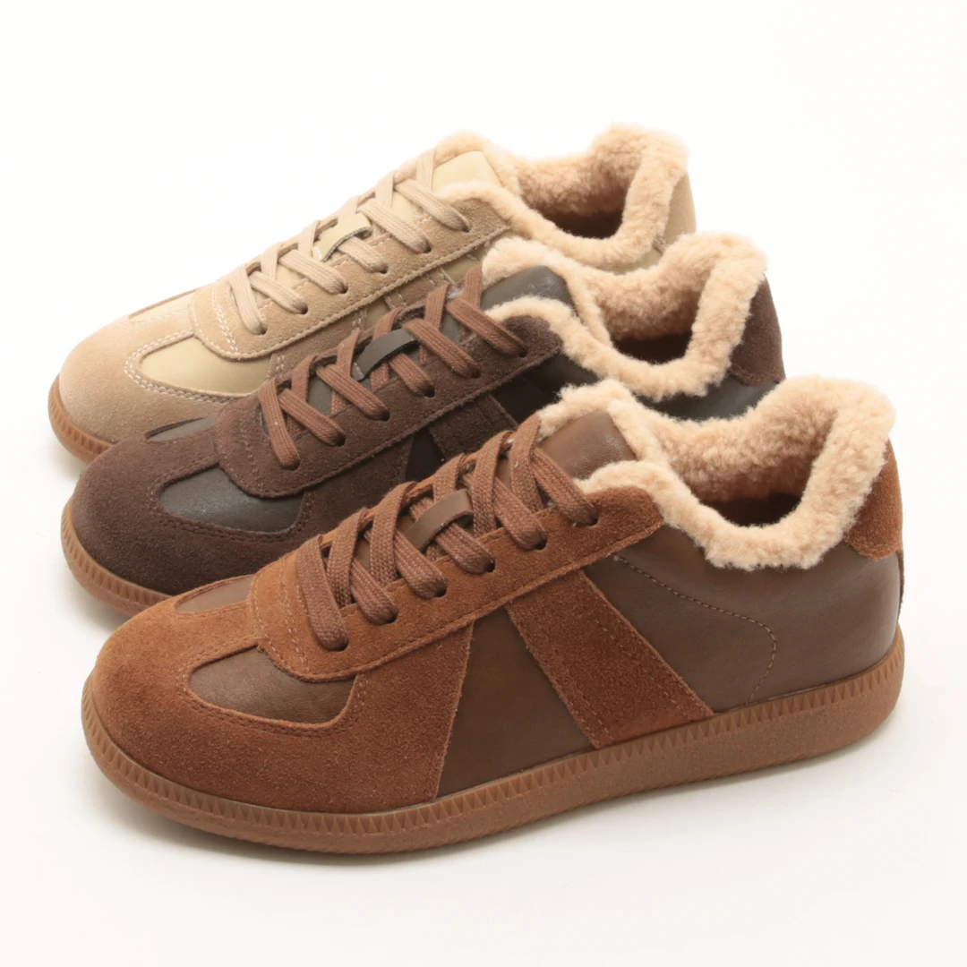 5524冬季新款系带加绒运动休闲鞋女百搭加绒棉鞋毛毛德训鞋