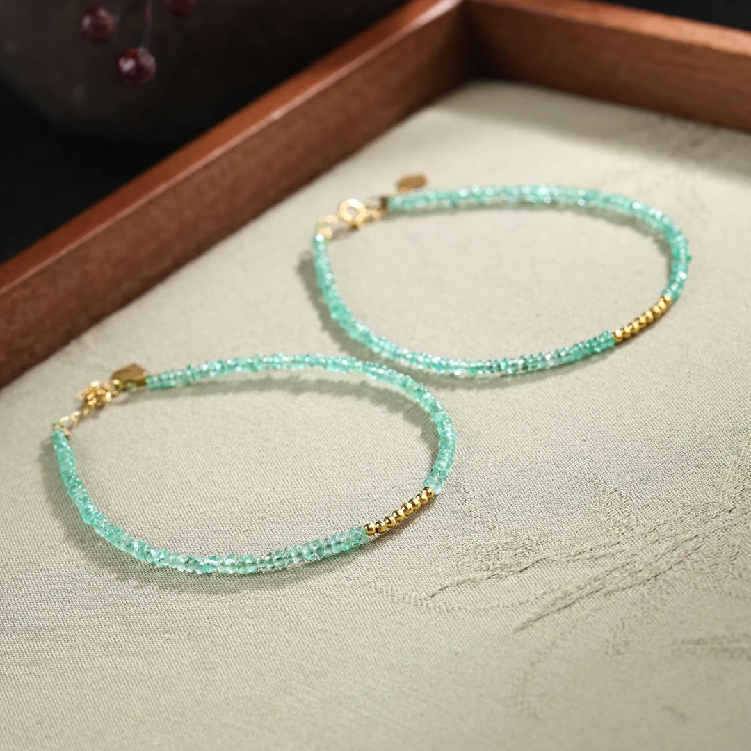 【举石臻选】TA0916-3793-66祖母绿手链18k（一件/多样性/约1.5mm+）H